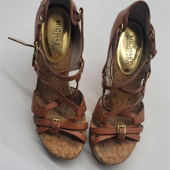 Michael Kors Shoes - Michael Kors women's Cork Wedge Leather heels SZ 6.5m